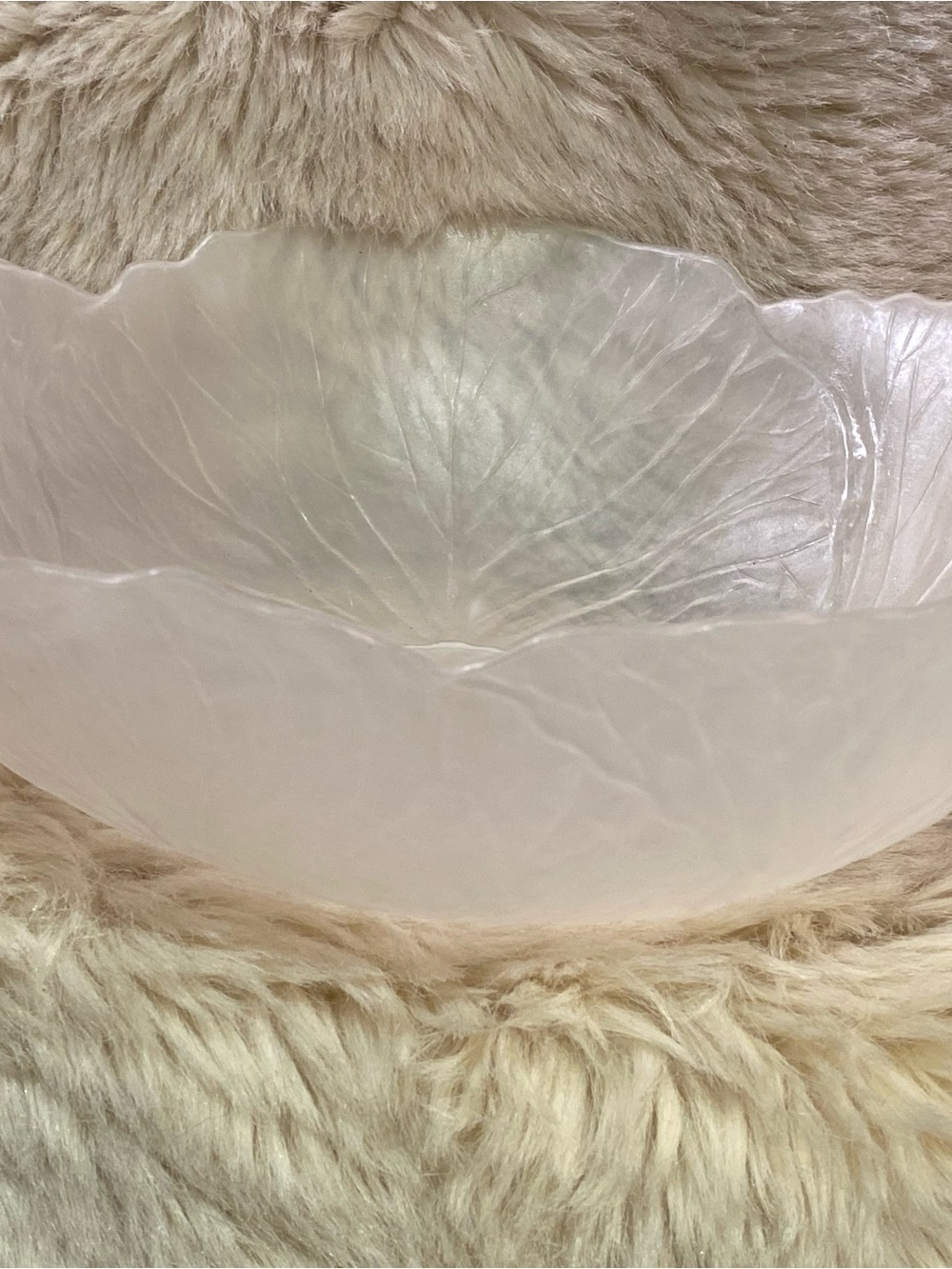 Source Unknown Frosted White Leaf-Textured Serving Bowl